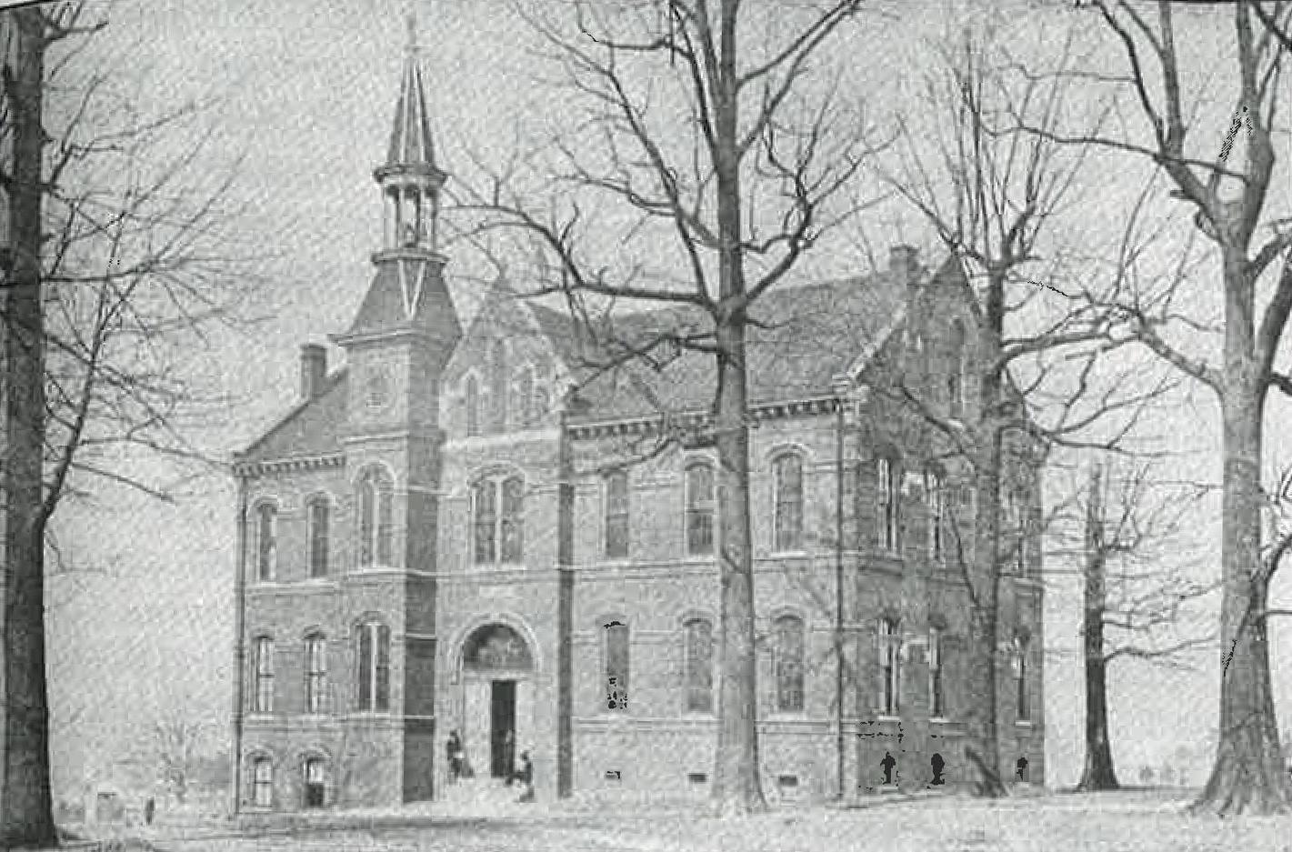 The 斯图尔特 Building, named for William M. 斯图尔特, 包含图书馆, laboratories and lecture halls after construction was finished in 1879.