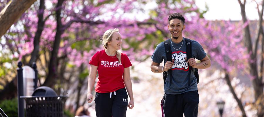 Students walking on campus